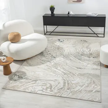 8' Gray Abstract Runner Rug