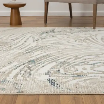 4' X 6' Blue and Gray Abstract Power Loom Area Rug