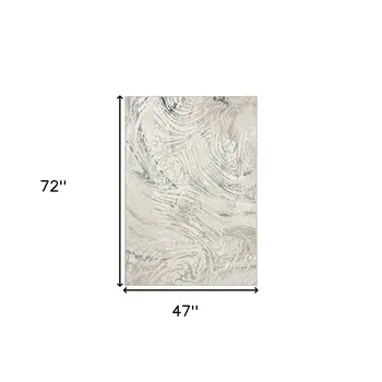 4' X 6' Blue and Gray Abstract Power Loom Area Rug