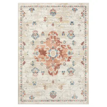 5' X 7' Ivory Medallion Area Rug