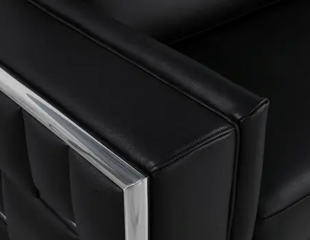 47" Black And Silver Top Grain Leather Club Chair