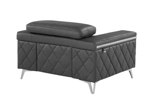 42" Gray And Silver Top Grain Leather Club Chair