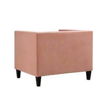 34" Blush And Espresso Velvet Tufted Club Chair
