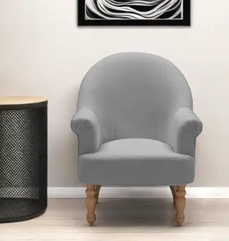 33" Gray And Brown Linen Arm Chair