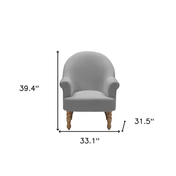 33" Gray And Brown Linen Arm Chair