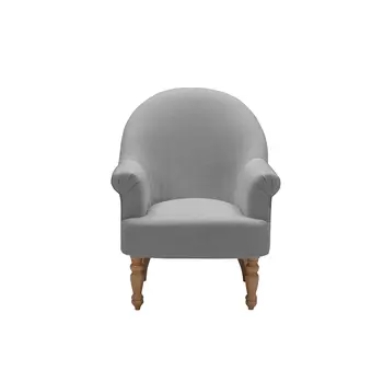 33" Gray And Brown Linen Arm Chair