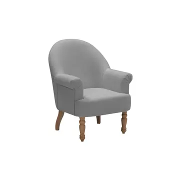 33" Gray And Brown Linen Arm Chair