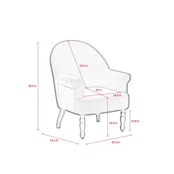33" Gray And Brown Linen Arm Chair