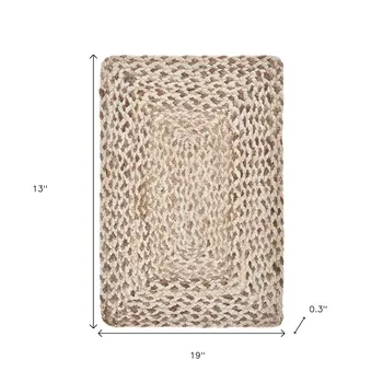 19" Set of Four Ivory And Natural Jute Placemats