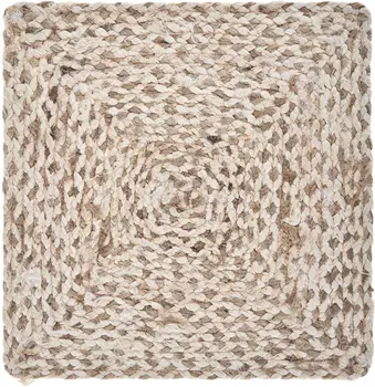 15" Set of Four Ivory And Natural Jute Square Placemats