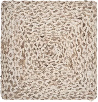 15" Set of Four Ivory And Natural Jute Square Placemats