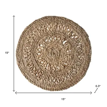 15" Set of Two Natural Braided Jute Round Placemats