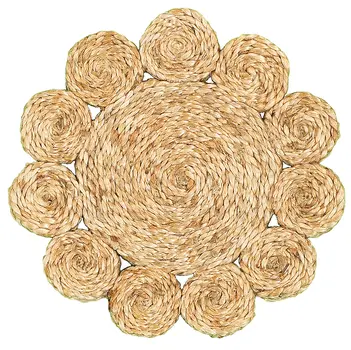 15" Set of Two Natural Braided Jute Scalloped Placemats