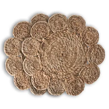 15" Set of Two Natural Braided Jute Scalloped Placemats