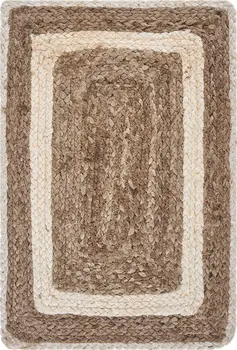 19" Set of Four Natural And Ivory Geometric Braided Jute Placemats