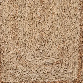 19" Set of Four Natural And Cream Geometric Border Jute Placemats