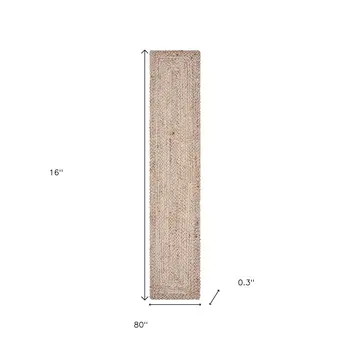 80" Brown Ivory And Natural Braided Jute Table Runner
