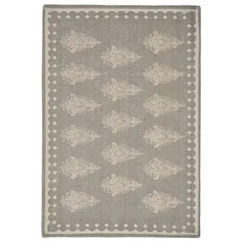 19" Set of Four Gray And Cream Geometric Medallion Cotton Placemats