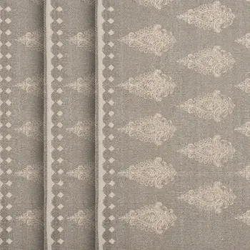 19" Set of Four Gray And Cream Geometric Medallion Cotton Placemats