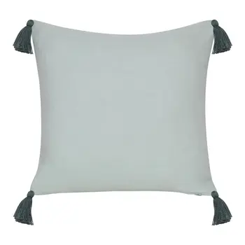 20" X 20" Olive Green Geometric Cotton Zippered Pillow With Tassels