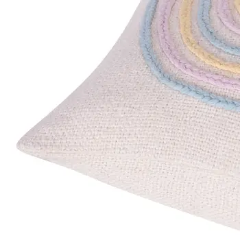 20" X 20" Blue and Off White Braided Cotton Zippered Pillow With Fringe
