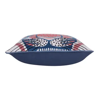 20" Blue and Red Cheetah Throw Pillow with Embroidery