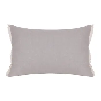 Natural and Ivory Throw Pillow with Embroidery
