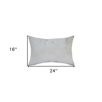 16" X 24" Ivory Faux Leather Zippered Pillow