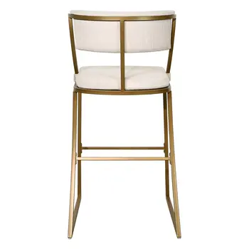 30" Beige And Antiqued Brass Steel Low Back Bar Height Bar Chair