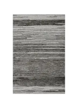 7' X 10' Gray and Black Abstract Power Loom Distressed Non Skid Area Rug