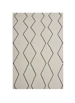 7' X 10' Beige and Black Geometric Power Loom Distressed Non Skid Area Rug