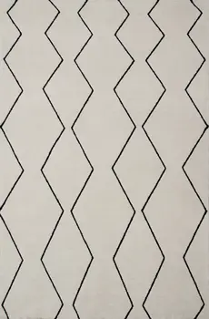 8' X 11' Beige and Black Geometric Power Loom Distressed Non Skid Area Rug