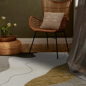 8' X 11' Beige and Brown Abstract Power Loom Distressed Non Skid Area Rug