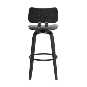 26" Gray And Black Faux Leather Swivel Low Back Counter Height Bar Chair