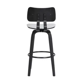 30" Light Gray And Black Fabric Swivel Low Back Bar Height Bar Chair