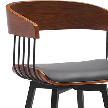 31" Gray and Black Faux Leather with Metal Swivel Bar Height Bar Chair