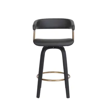 26" Black Faux Leather Swivel Counter Height Bar Chair