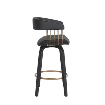 26" Black Faux Leather Swivel Counter Height Bar Chair