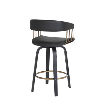26" Black Faux Leather Swivel Counter Height Bar Chair