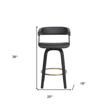 26" Black Faux Leather Swivel Counter Height Bar Chair