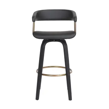 31" Black Faux Leather Swivel Bar Height Bar Chair