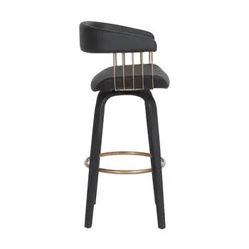 31" Black Faux Leather Swivel Bar Height Bar Chair