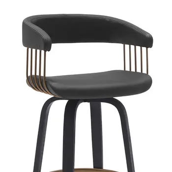 31" Black Faux Leather Swivel Bar Height Bar Chair