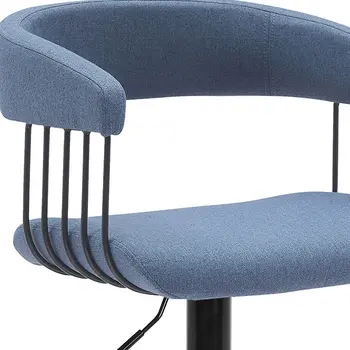 Blue and Black Fabric with Metal Swivel Adjustable Height Bar Chair