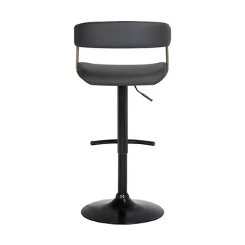 Black Faux Leather And Metal Swivel Adjustable Height Bar Chair