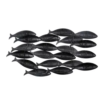 21" X 36" Gray And Beige Metal School of Fish Wall Decor