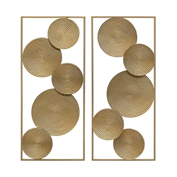Set of Two Gold Metal Modern Abstract Geometric Wall Decor