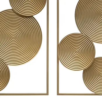 Set of Two Gold Metal Modern Abstract Geometric Wall Decor
