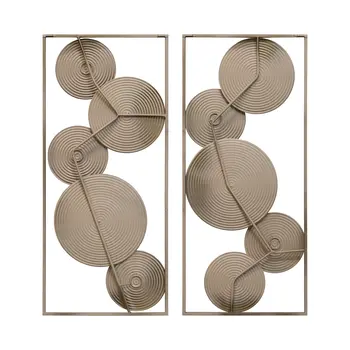 Set of Two Gold Metal Modern Abstract Geometric Wall Decor