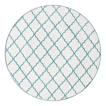 Turquoise Sixteen Piece Round Trellis Ceramic Service For Four Dinnerware Set